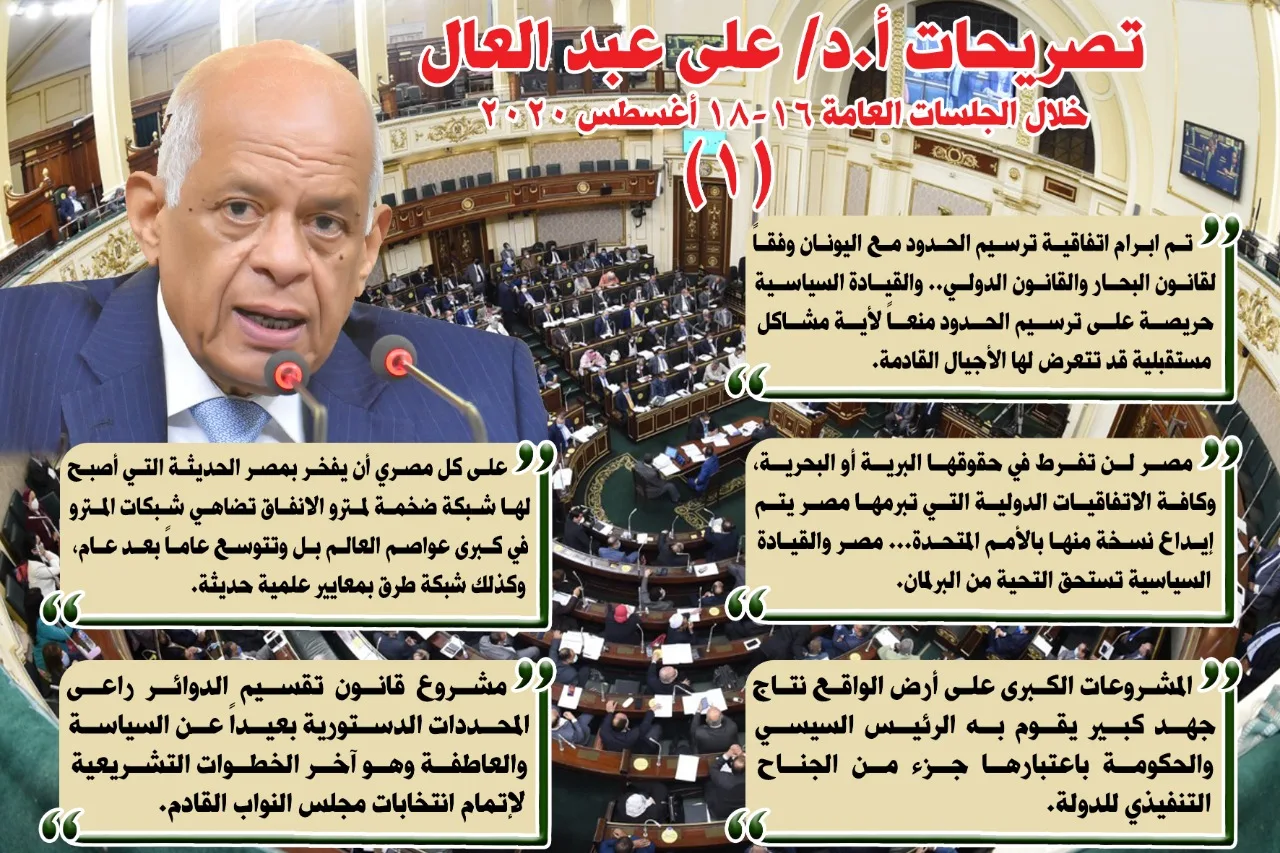 بالانفوجراف.. ماذا قال رئيس "النواب" عن الأمن وتقسيم الدوائر الانتخابية والاقتصاد والدستور؟